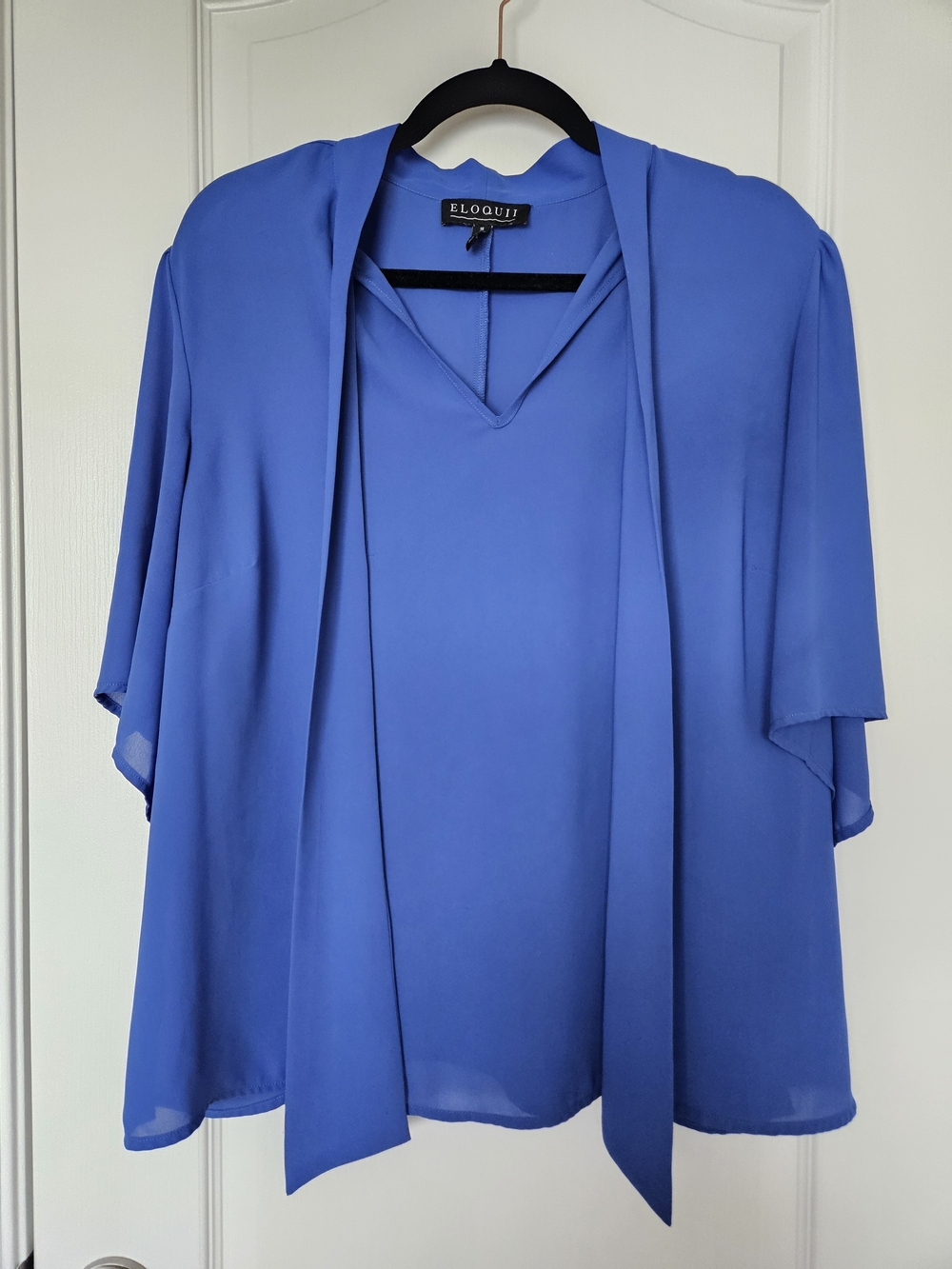 Eloquii Cobalt Blue V-Neck Tie-Front Blouse